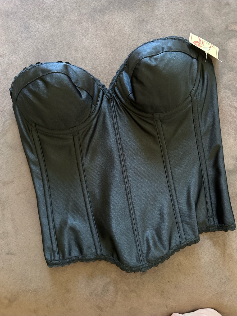 Empire Intimates vintage black strapless longline bridal corset bra bustier 32D